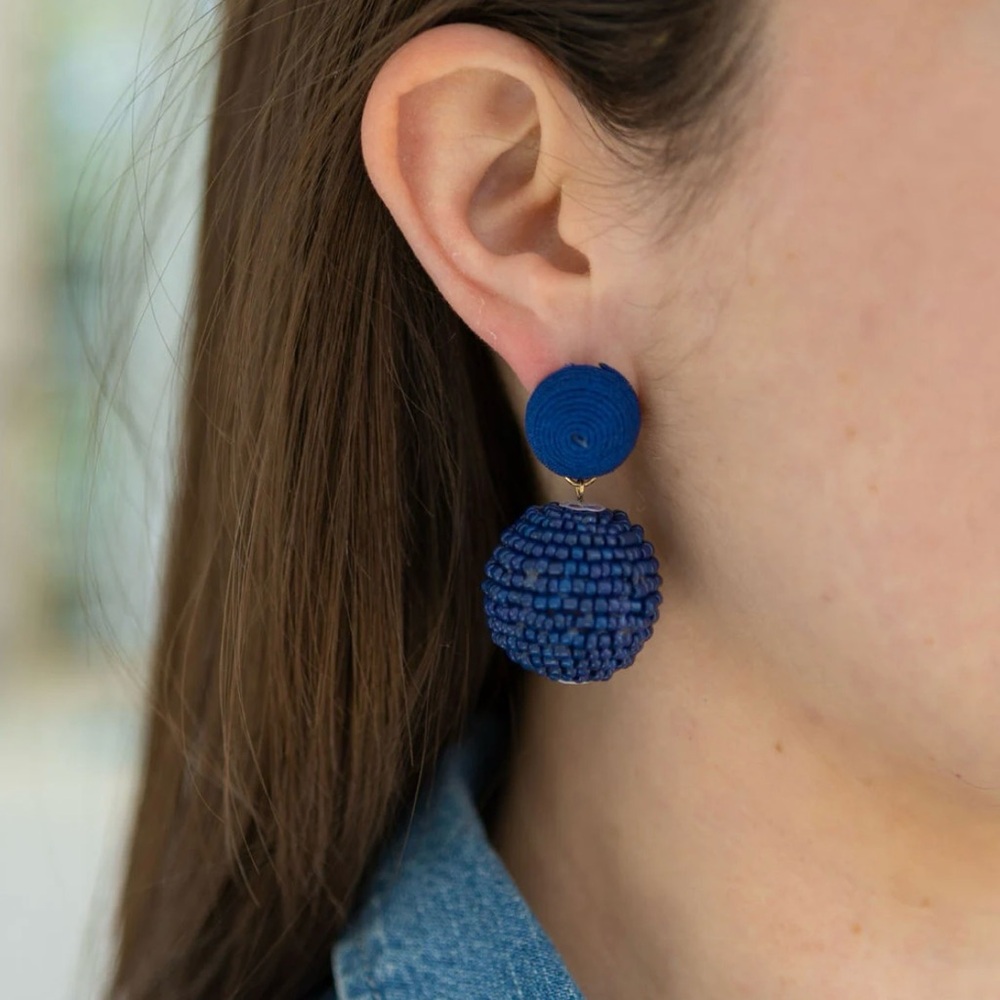 Elegant Navy Beaded Earrings
